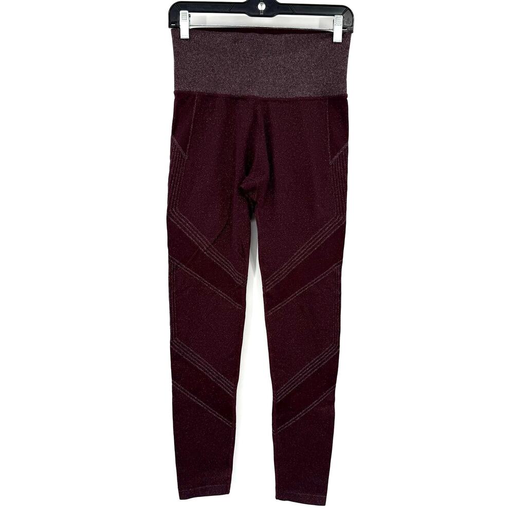 Athleta‎ Size Medium Purple Metallic Athletic Leggings Workout Athleisure Pants
